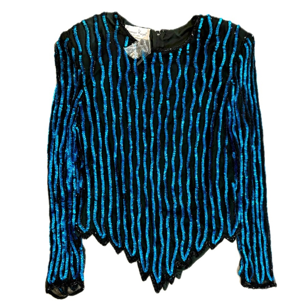 Deadstock Vintage Laurence Kazar Silk Beaded Sequin Blouse